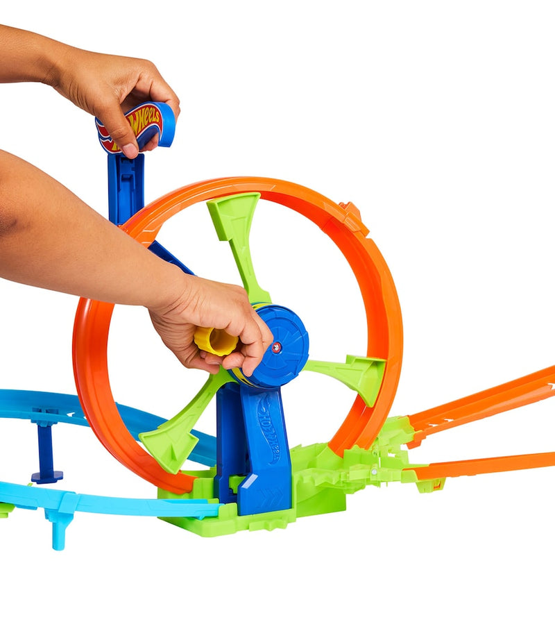 Hot Wheels rapid launch and loop race track set with die-cast car, UK version