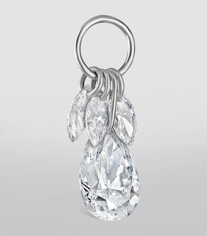 Maria Tash floating pear diamond charm, imported from the UK