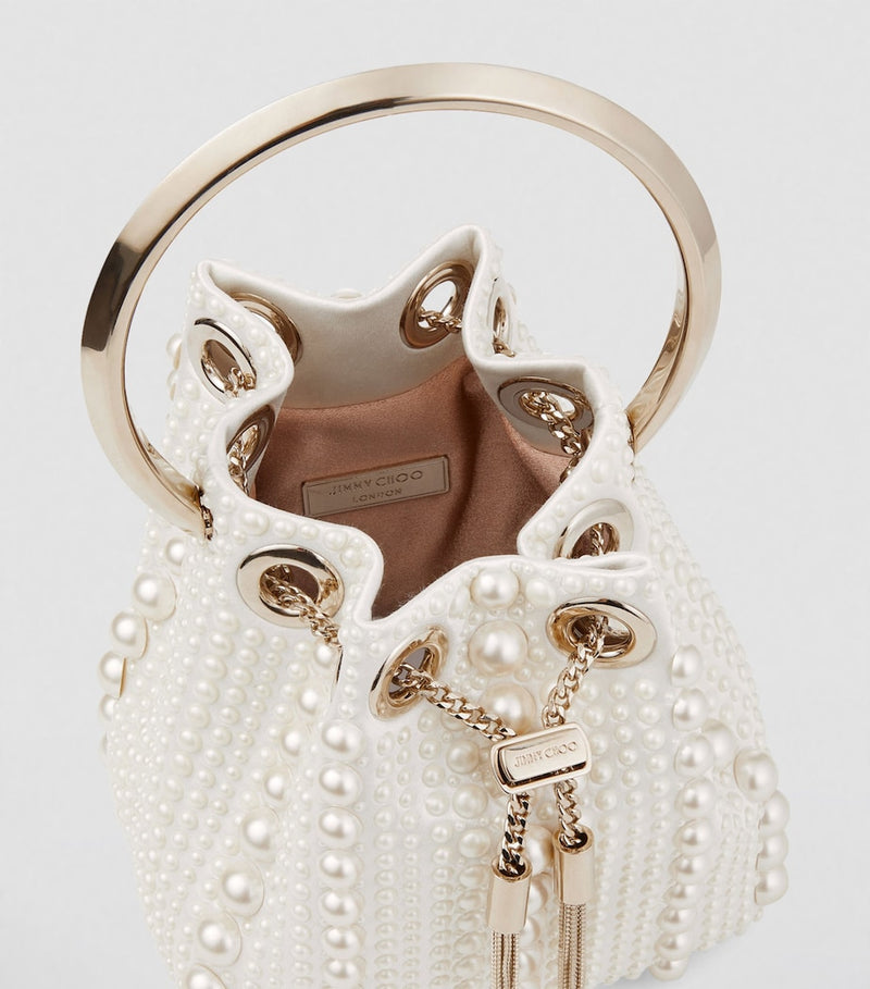 Jimmy Choo Micro Bon Bon bag satin pearls (British brand)