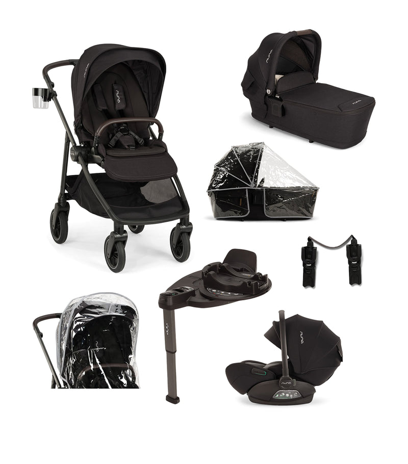 Nuna SWIV Pushchair, LYTL Carry Cot, ARRA Flex Car Seat and BASE Curv Adaptor Bundle