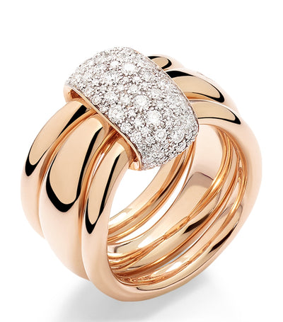 Harrods Pomellato Together Ring in Rose Gold and White Diamond- Buy online at McGrocer