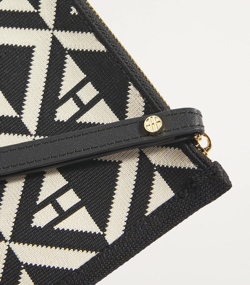Harrods Geometric Pouch monochrome jacquard wristlet, UK version