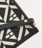 Harrods Geometric Pouch monochrome jacquard wristlet, UK version