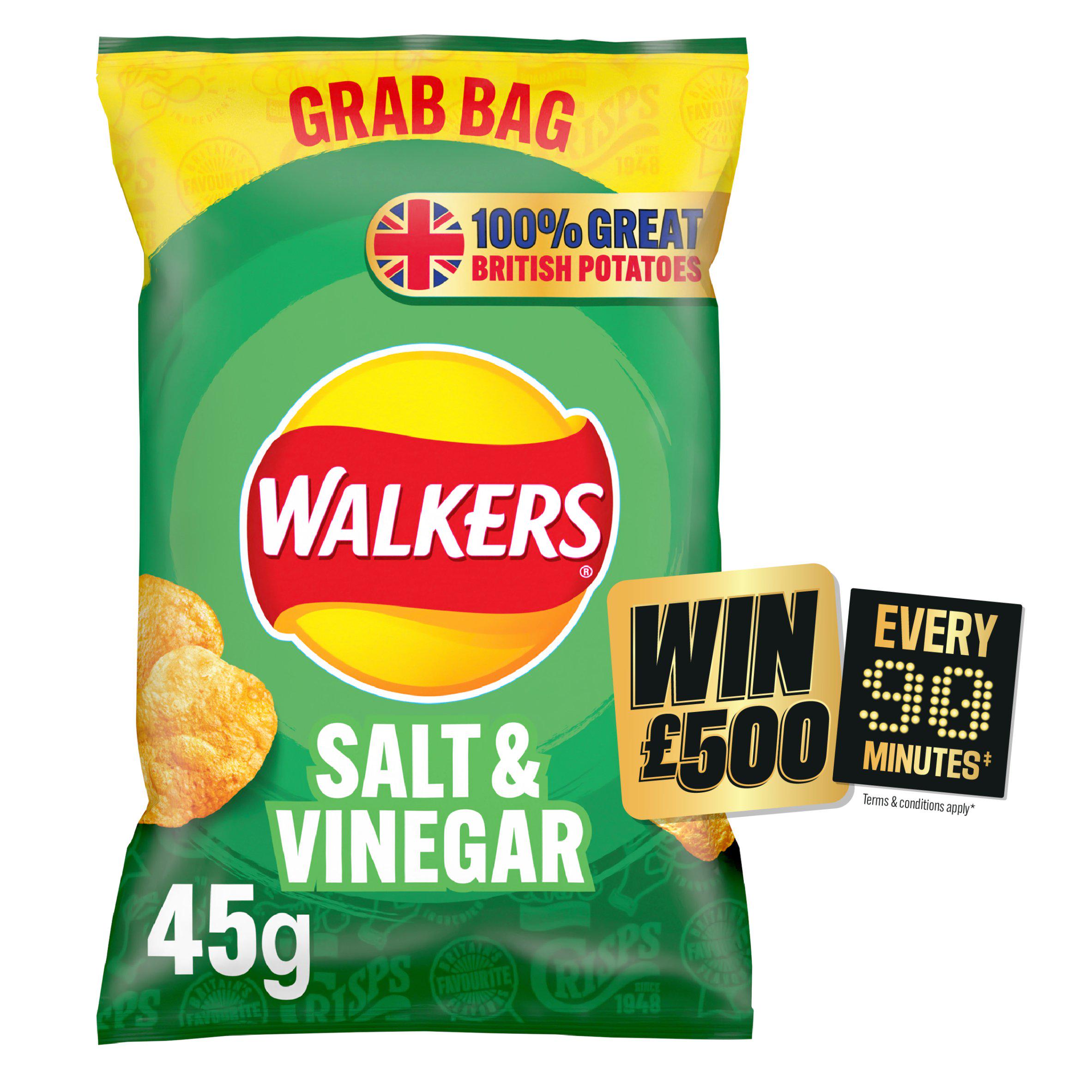 Walkers Salt & Vinegar Crisps 45g Sharing crisps Sainsburys