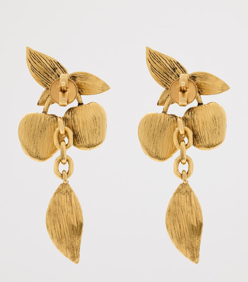 Saint Laurent Cherry-Bob earrings in gilded brass (British brand)