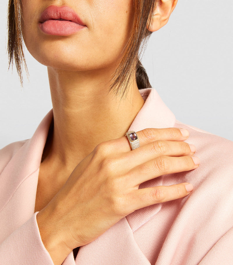 Jacquie Aiche yellow gold diamond kunzite ring, imported from the UK