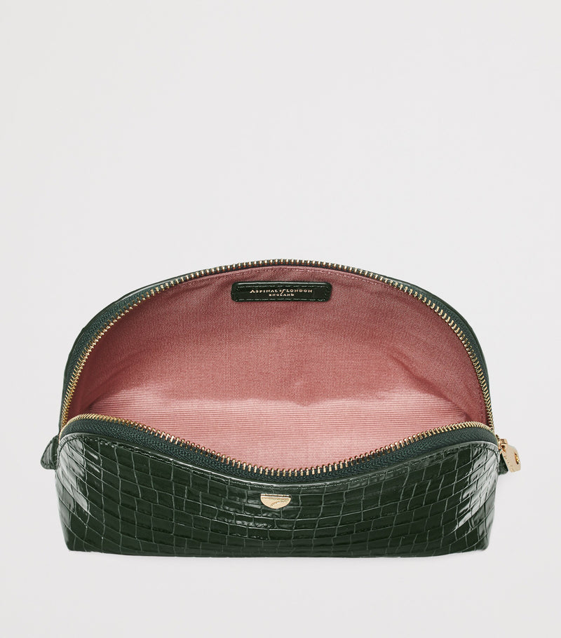 Aspinal of London small leather croc-embossed cosmetic case - British product