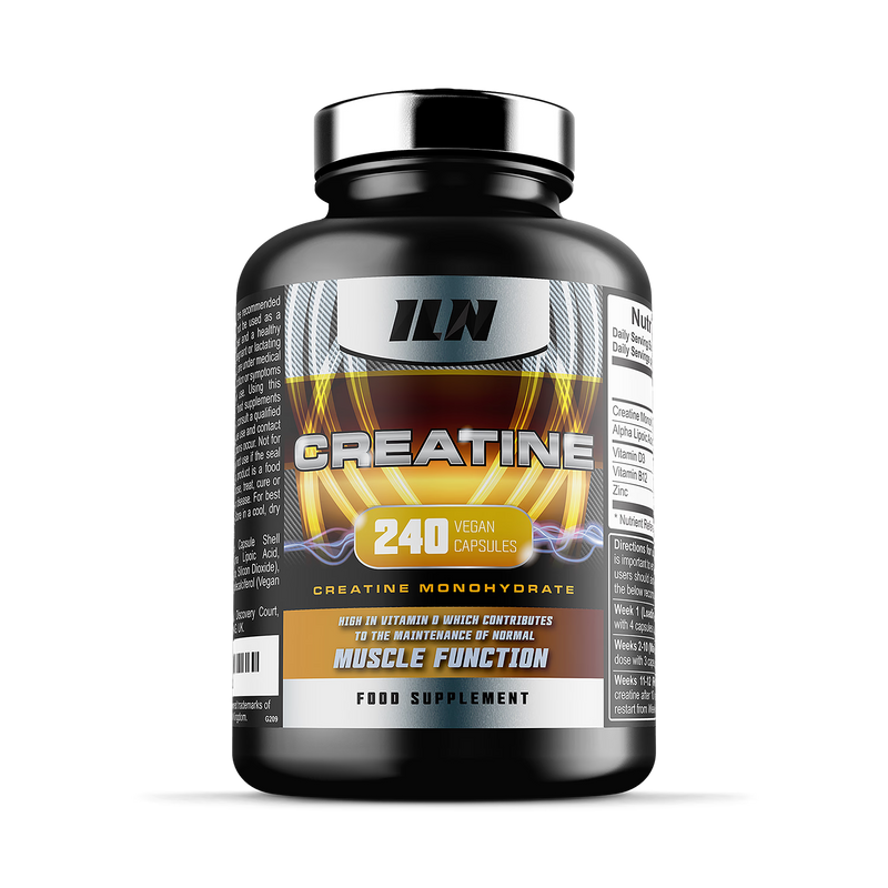 Iron Labs Nutrition creatine capsules 240 count, imported from the UK