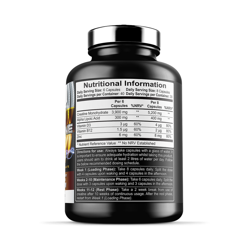 Iron Labs Nutrition creatine capsules 240 count, imported from the UK
