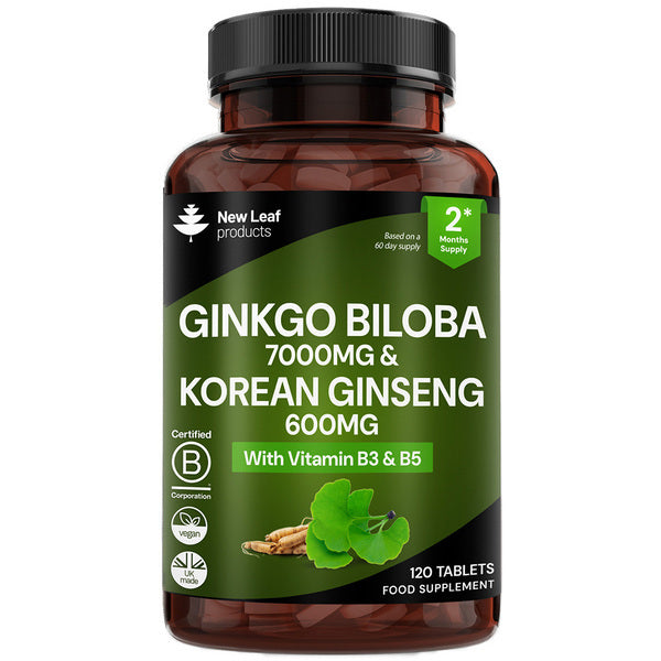 New Leaf Ginkgo Panax Ginseng tablets B3 B5, UK version