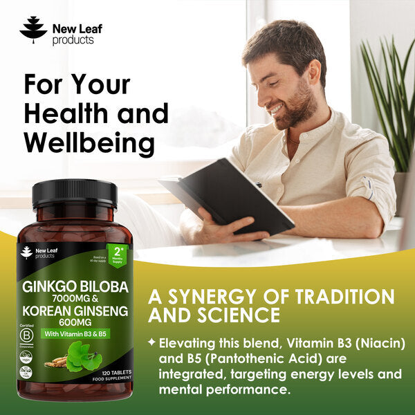 New Leaf Ginkgo Panax Ginseng tablets B3 B5, UK version