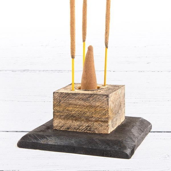 Myga Black Om Incense Tower Hand Carved, imported from the UK