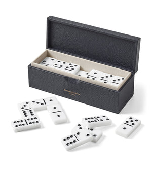 Leather Dominoes Set with 28 Precision-Crafted Pieces and Hard-Bound Case