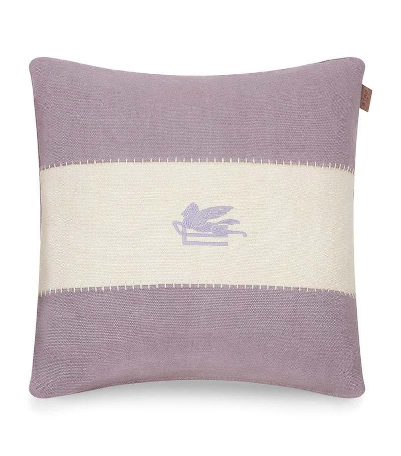 Etro linen Pegaso embroidered cushion 45cm - British product