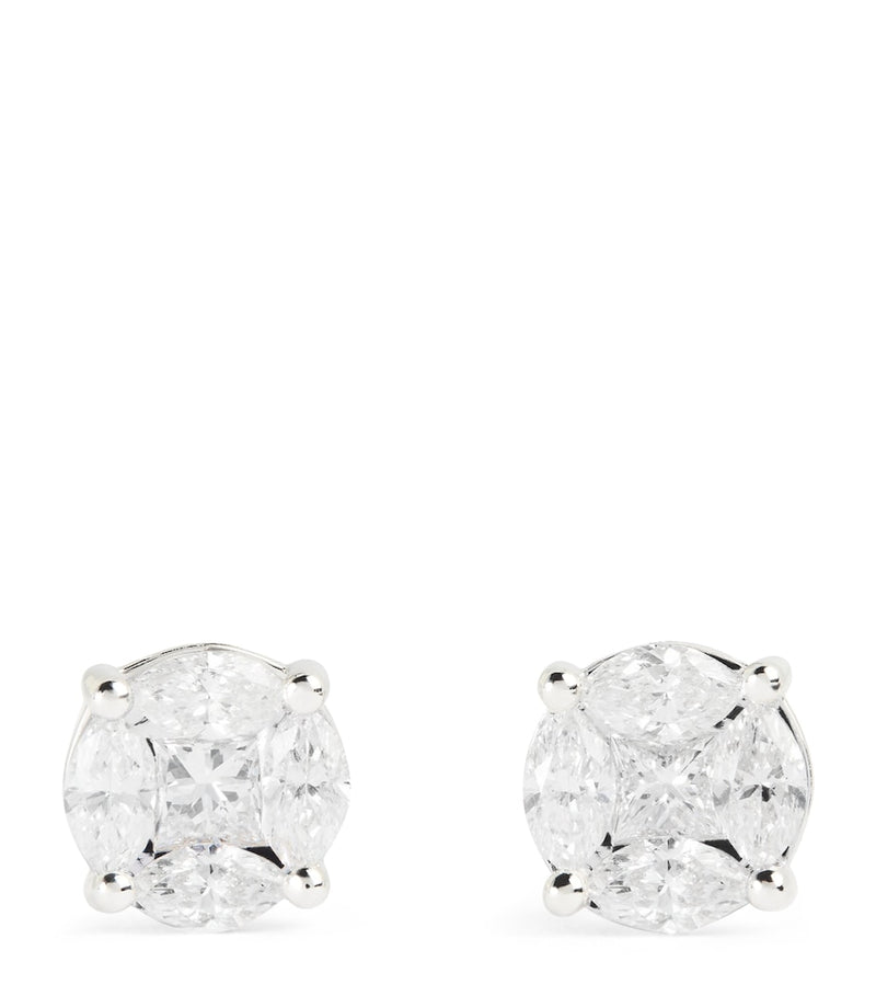 Harrods white gold diamond stud earrings 0.80ctw, UK version