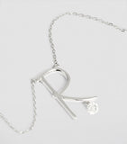 Persée white gold alphabet necklace letter R diamond (British brand)
