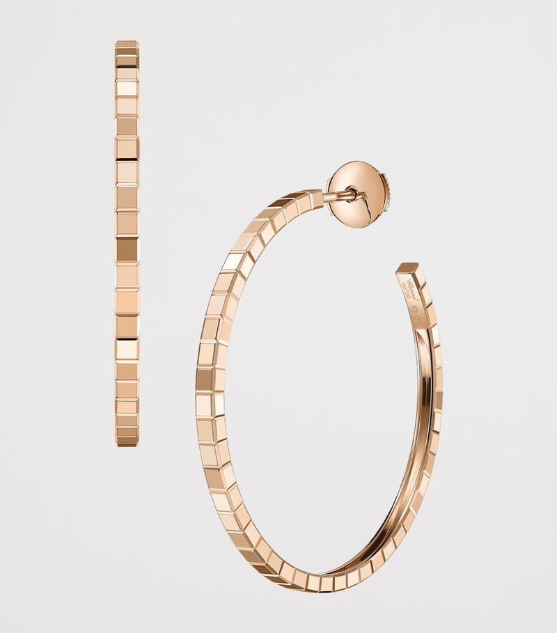 Chopard Ice Cube rose gold hoop earrings 18kt, imported from the UK
