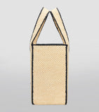 LOEWE Font tote bag in woven raffia with bold lettering (British brand)