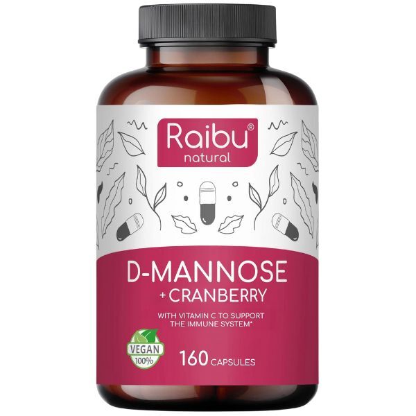 RAIBU D-Mannose supplement with cranberry and vitamin C 160 caps - British product