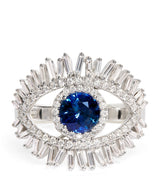 Harrods Suzanne Kalan White Gold, Diamond and Blue Sapphire Milli Evil Eye Ring Size 6.5- Buy online at McGrocer