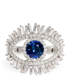 Suzanne Kalan evil eye ring white gold diamond sapphire 6.5 (British brand)