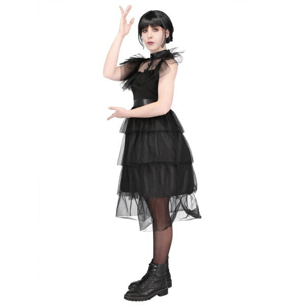Smiffys Adult Gothic Prom Costume with mesh frills - British product