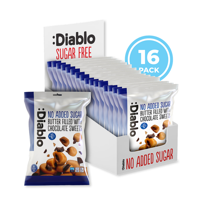 Diablo no added sugar butter sweets chocolate filled 75g - British product