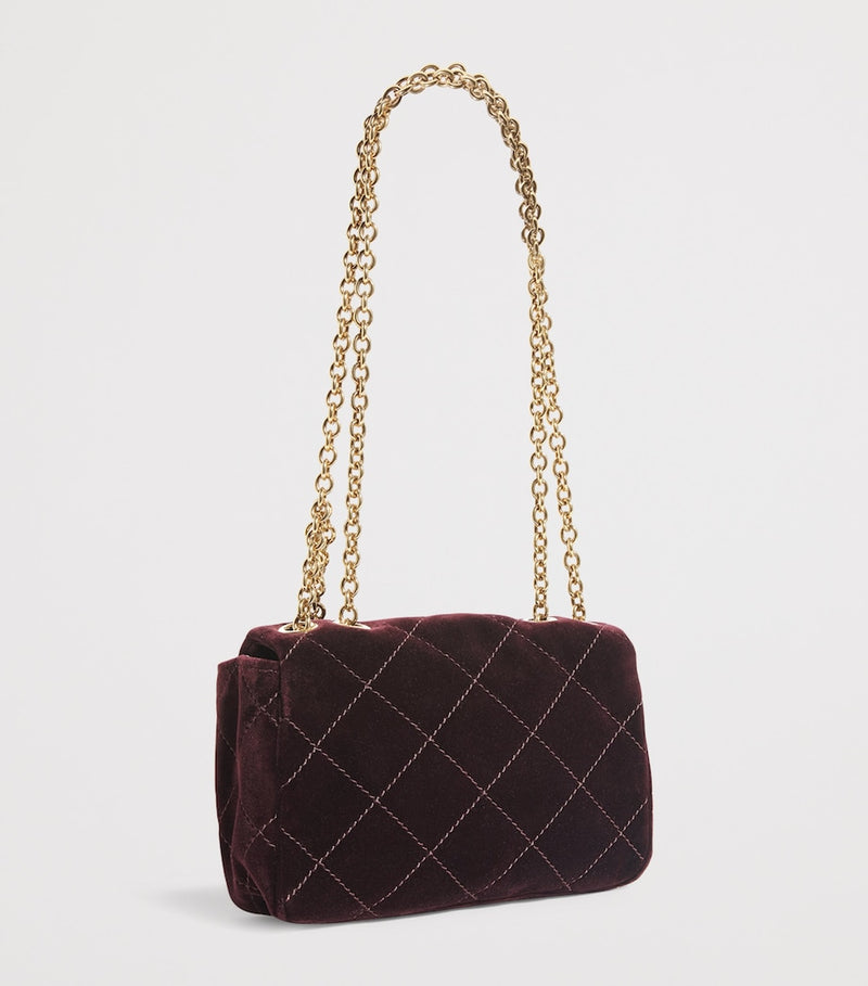 Chloé small quilted velvet heritage shoulder bag (British brand)