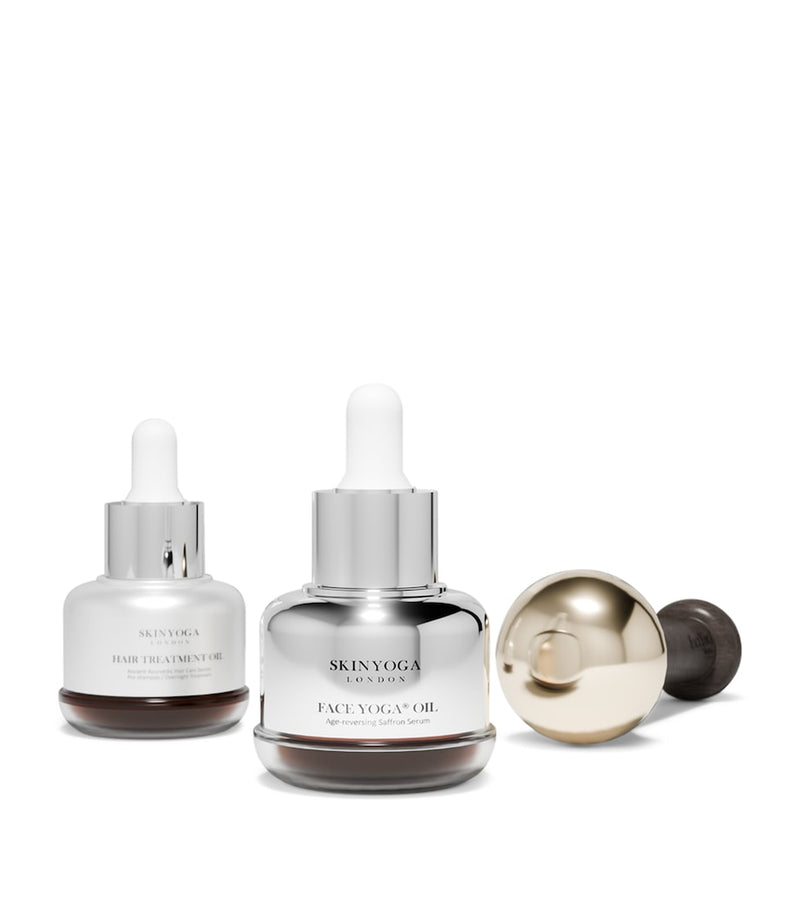 Skinyoga holistic skincare gift set with Age-Reversing Saffron Serum and Hair Growth Oil (British brand)
