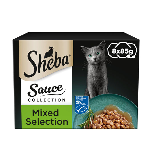 Sheba Sauce Lover Cat Food Trays Mixed Collection in Gravy 8x85g