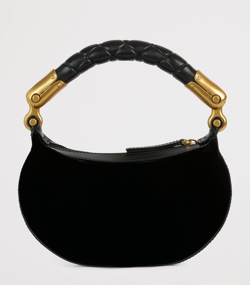 Balmain Mini Velvet Ebene top-handle bag - British product