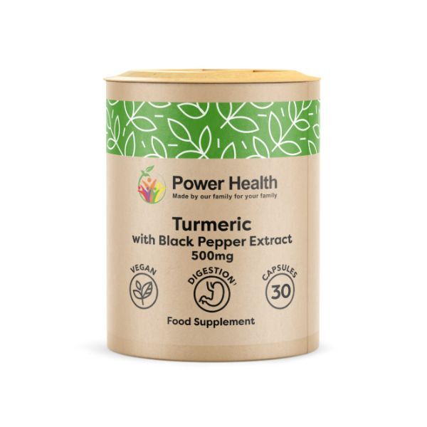 Power Health Turmeric Black Pepper capsules 30s, imported from the UK