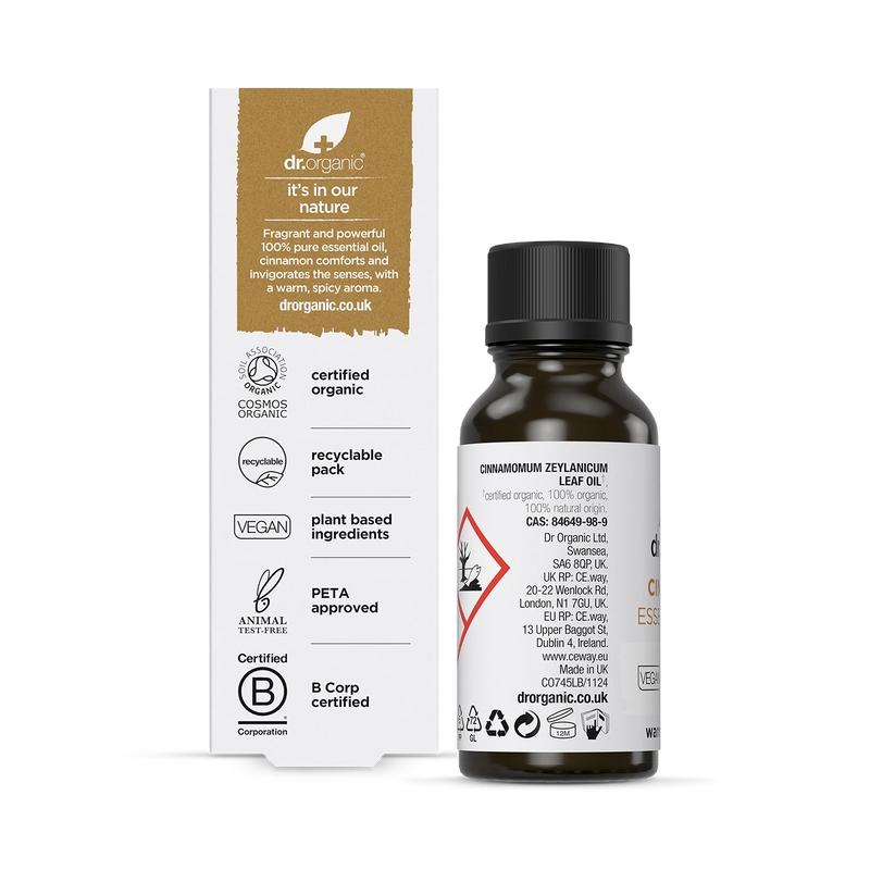 Dr Organic Cinnamon essential oil 10ml, imported from the UK