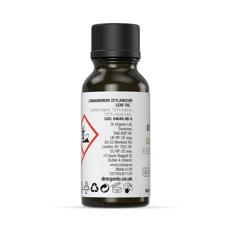 Dr Organic Cinnamon essential oil 10ml, imported from the UK
