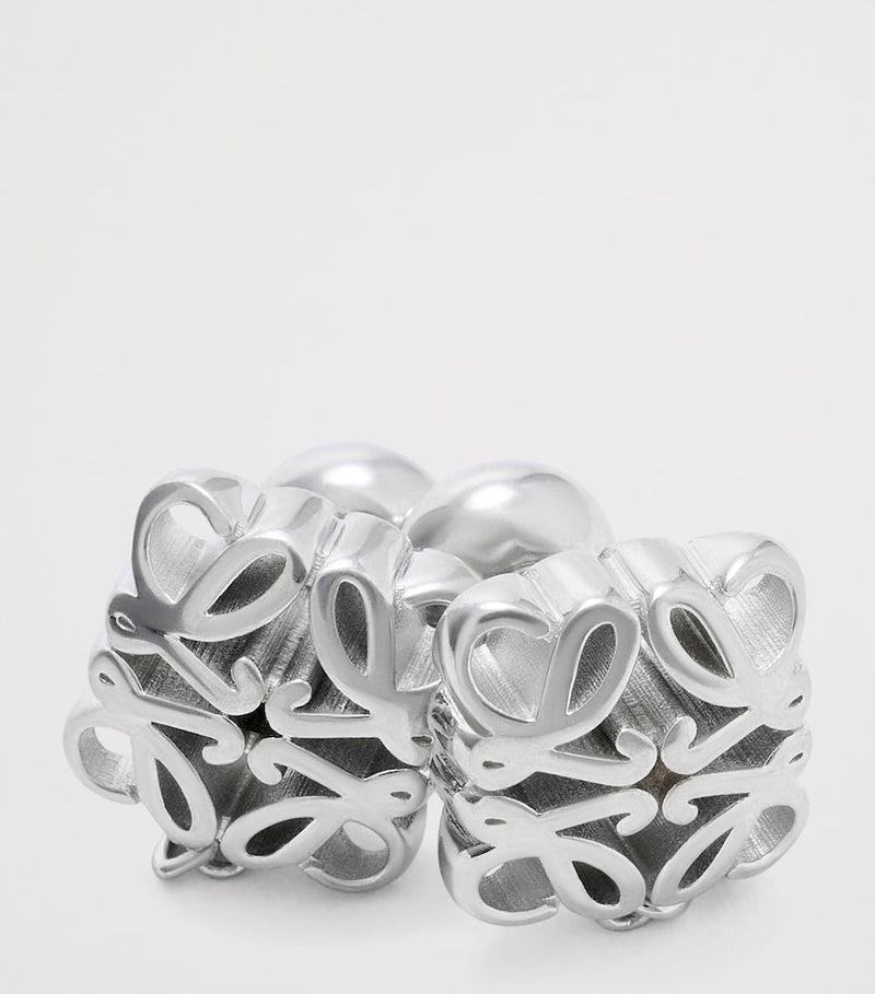 LOEWE silver bombé Anagram chain stud earrings, imported from the UK