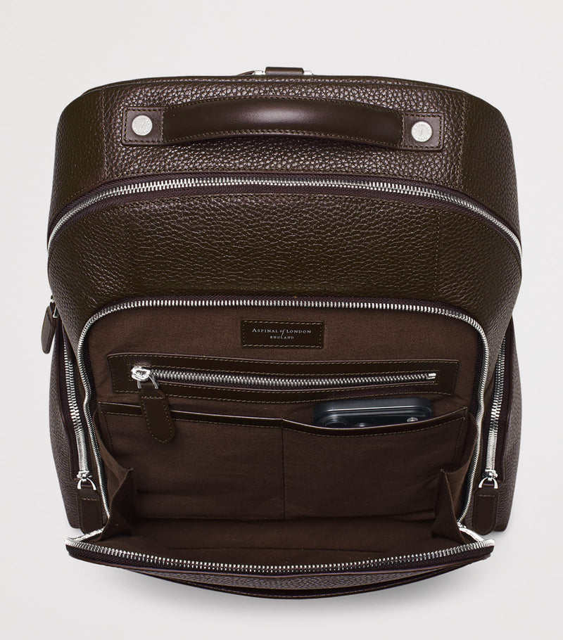 Aspinal of London pebbled leather reporter zipped backpack (British brand)