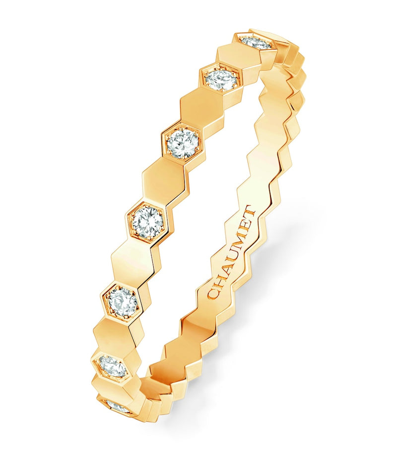 Chaumet yellow gold diamond Bee de Chaumet ring, imported from the UK