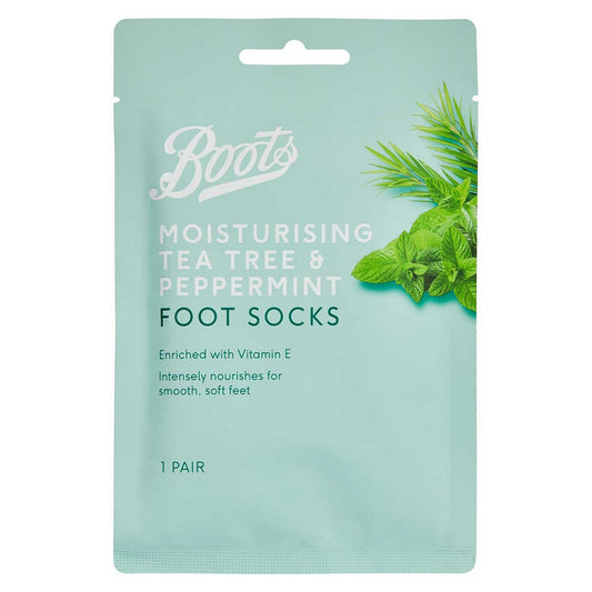 Boots Tea Tree & Peppermint Moisturising Foot Socks - 1 pair First Aid Boots   