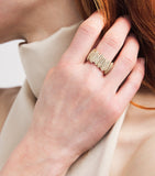 Suzanne Kalan yellow gold full pave deco ring size 7 (British brand)