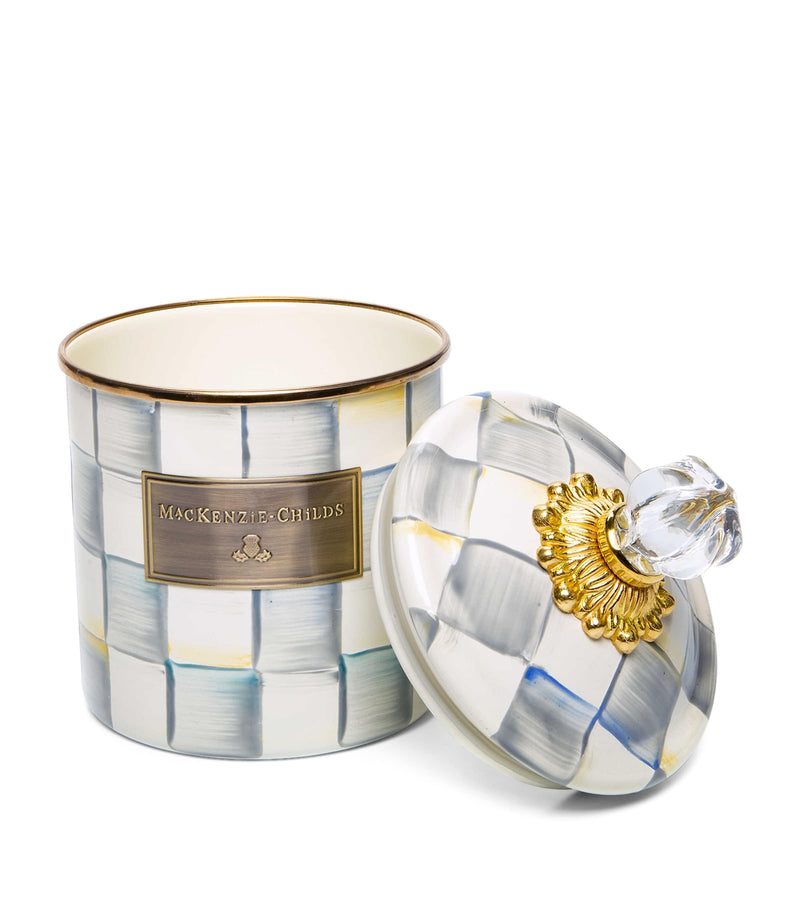 MacKenzie-Childs Sterling Check canister 19cm, imported from the UK