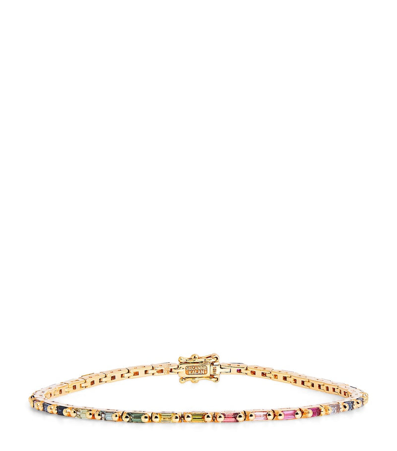 Suzanne Kalan rose gold rainbow sapphire tennis bracelet (British brand)