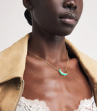 Jacquie Aiche small crescent moon gold turquoise diamond necklace, UK version