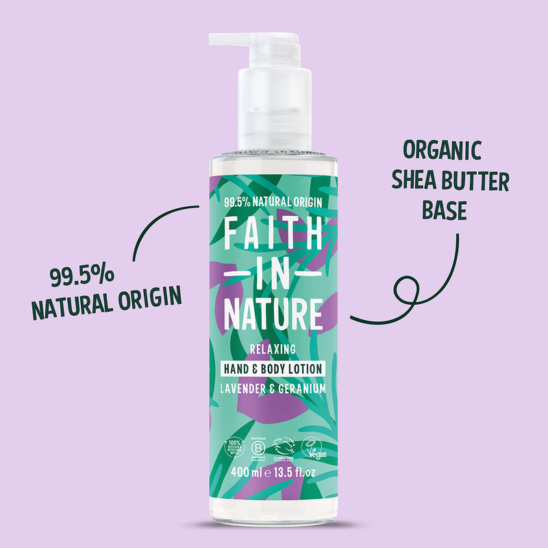 Faith In Nature Hand and Body Lotion Lavender Geranium 400ml - British product