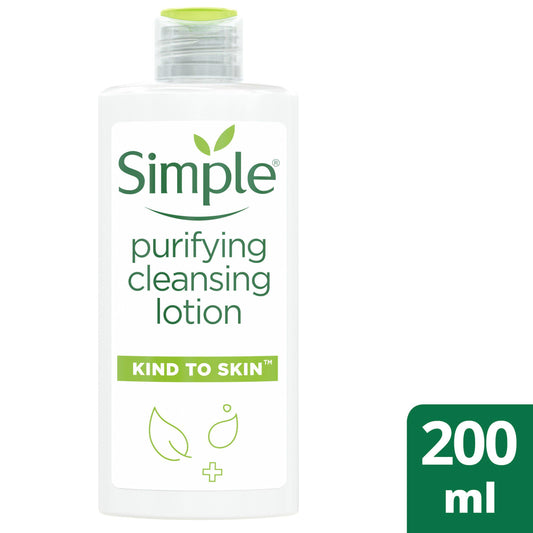 Simple Kind To Skin Purifying Cleansing Lotion for Sensitive Skin 200ml face & body skincare Sainsburys   