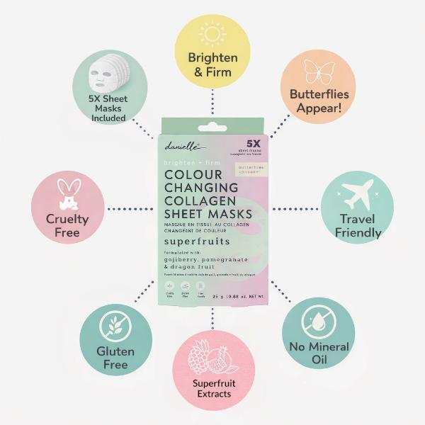 Danielle Creations collagen face sheet masks 5 pack, UK version