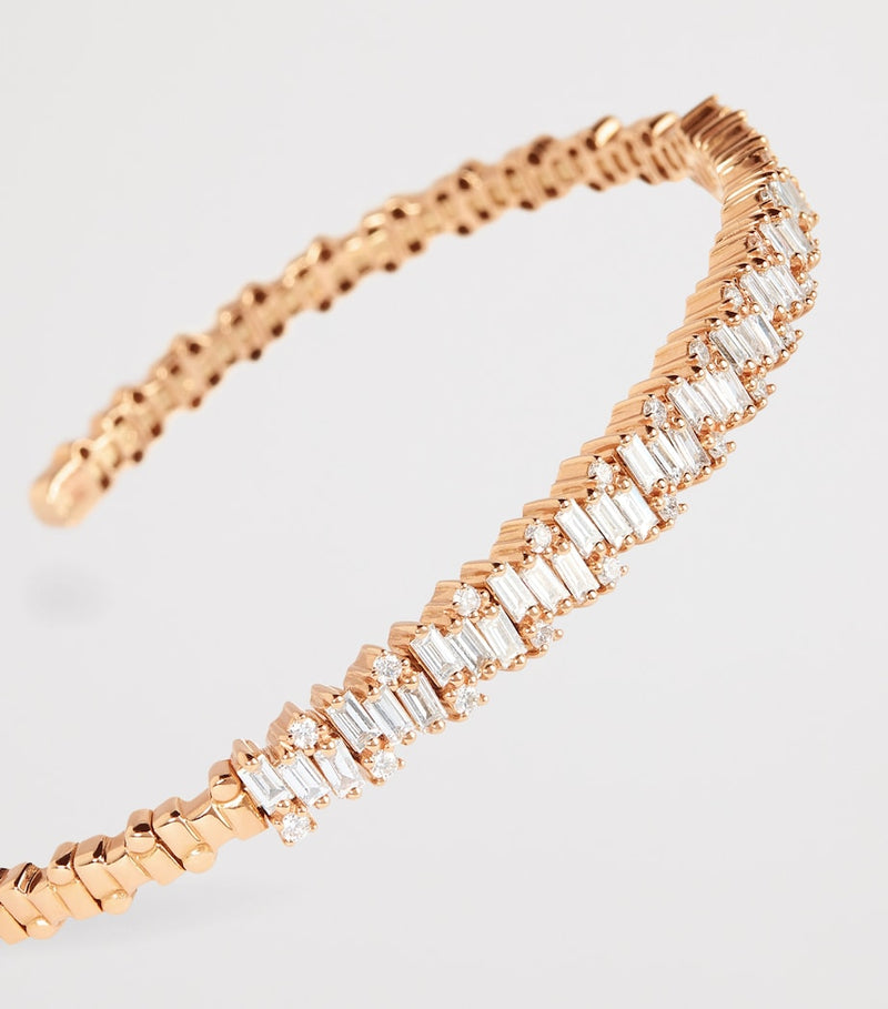 Suzanne Kalan rose gold diamond bangle (British brand)