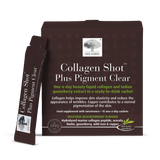 Holland & Barrett New Nordic Collagen Shot Plus Pigment Clear Blackcurrant Liquid Collagen Supplement 15 Sachets- Buy online at McGrocer