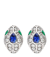 Harrods Bvlgari White Gold, Diamond, Sapphire and Emerald Serpenti Earrings- Buy online at McGrocer