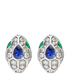 Bvlgari Serpenti white gold diamond sapphire emerald earrings - British product