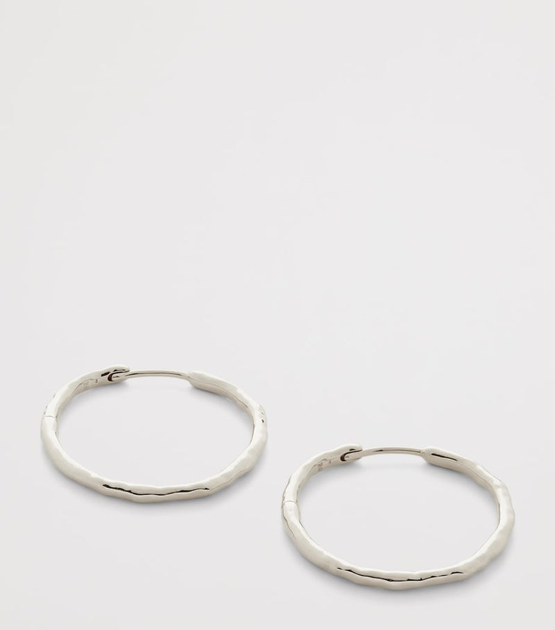 Monica Vinader sterling silver hammered hoop earrings, imported from the UK